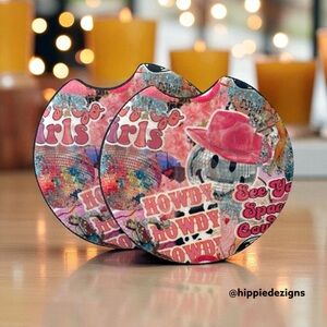 Pink Western-Themed Car Coasters